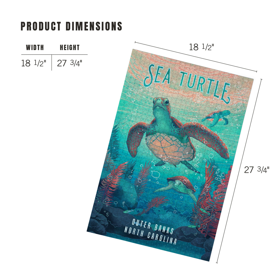 Outer Banks, North Carolina, Fluid Linework, Sea Turtle, Jigsaw Puzzle