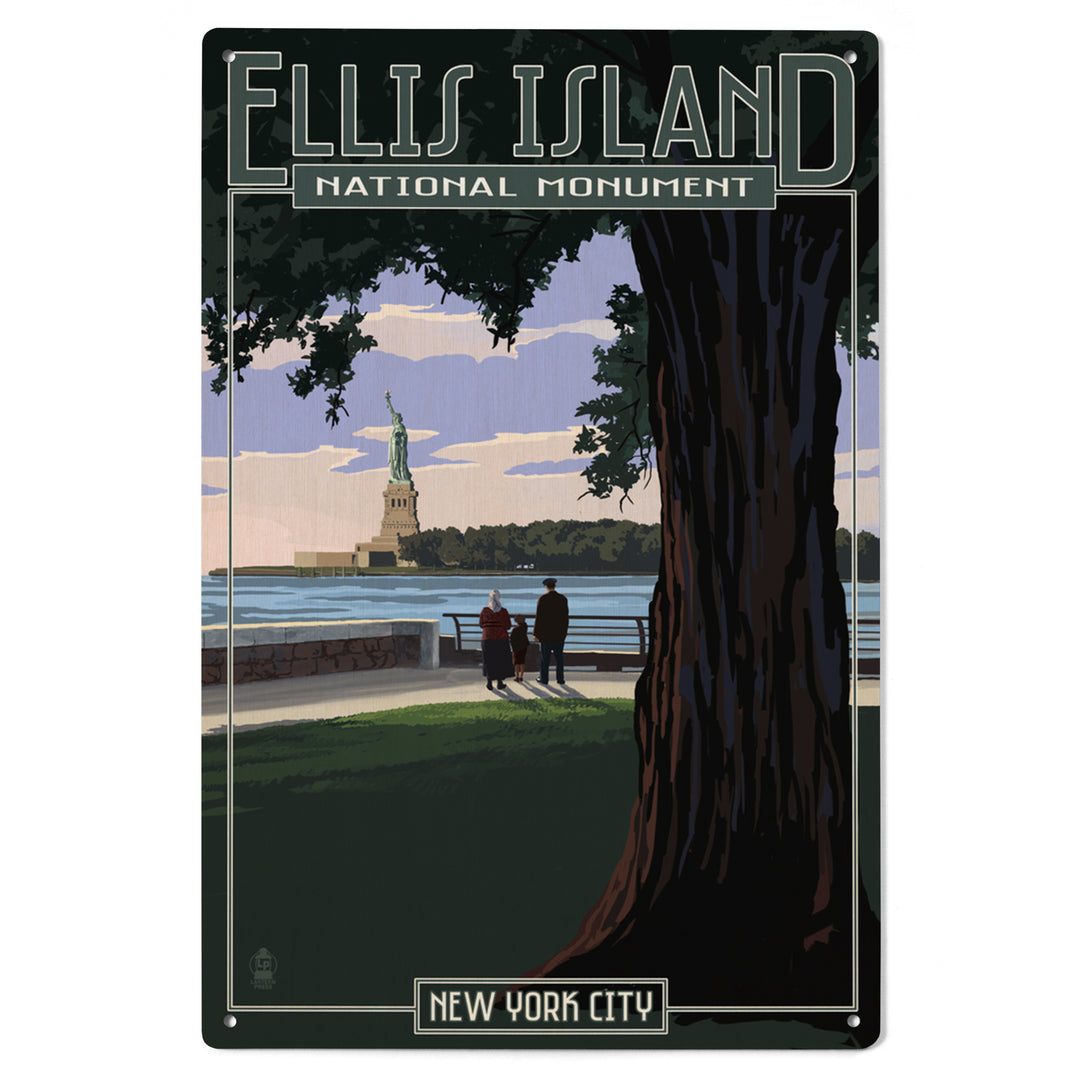 Ellis Island National Monument, New York City, Statue of Liberty, Lantern Press Poster, Wood Signs and Postcards