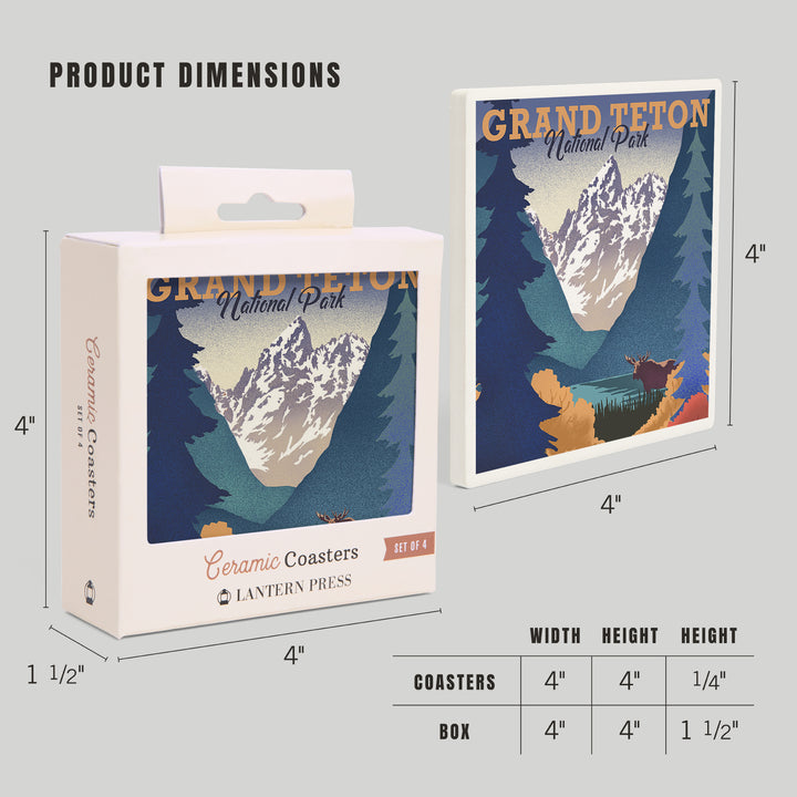 Grand Teton National Park, Wyoming, Lithograph, Coasters