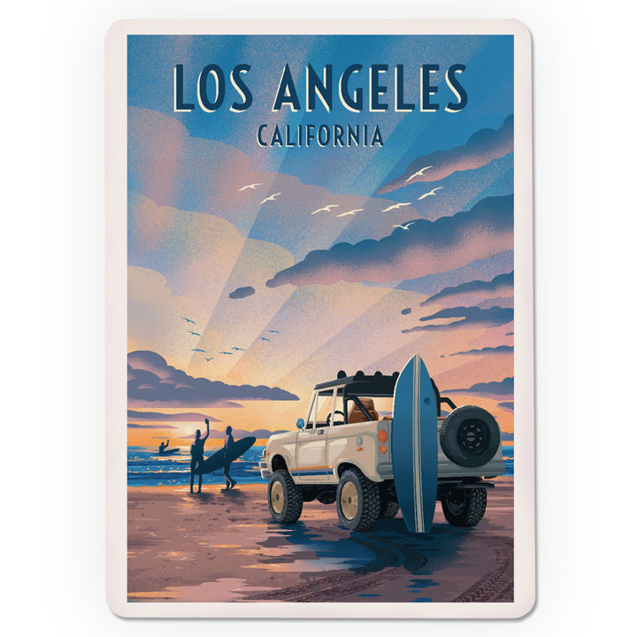 Playing Cards, Los Angeles, California, Lithograph, Surfers on Beach, 52 Card Deck with Jokers in Box, Unique Art