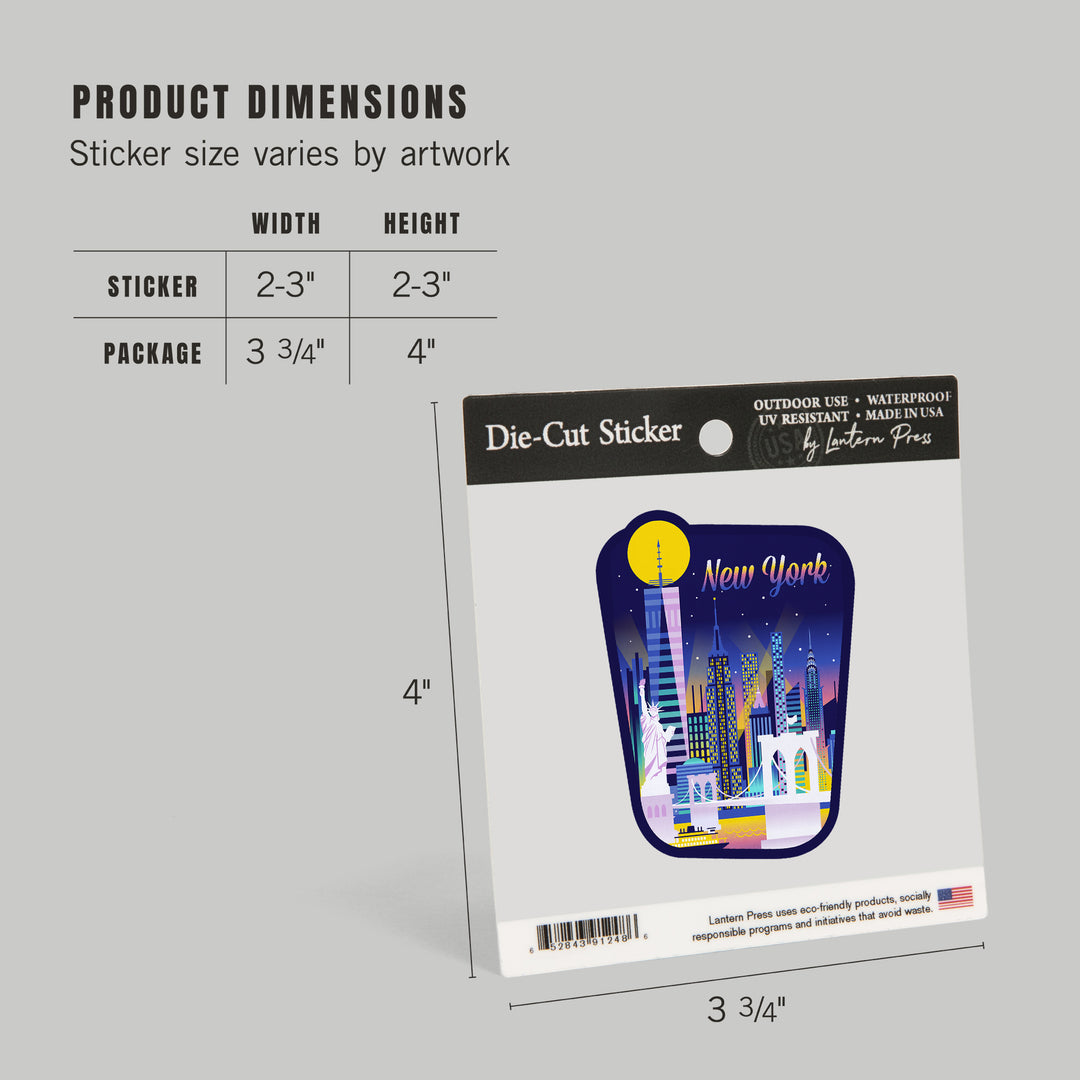New York City, Retro Skyline Chromatic Series, Vinyl Sticker