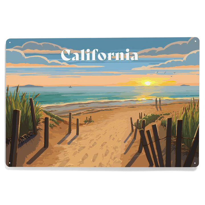 California, Painterly, Sand Soul Sun, Beach Path, Metal Signs