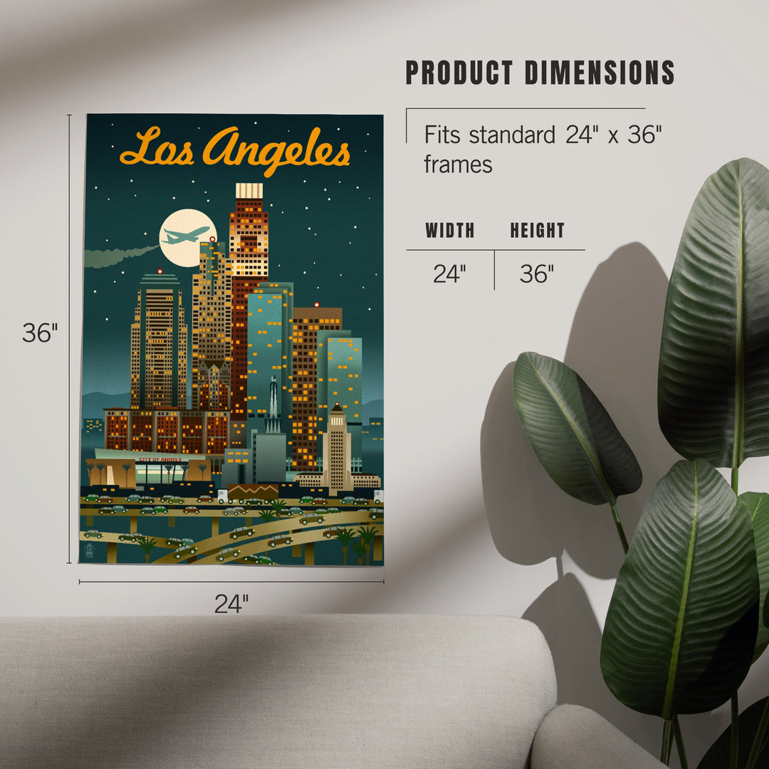 Los Angeles, California, Retro Skyline, Warmer Palette, Art & Giclee Prints