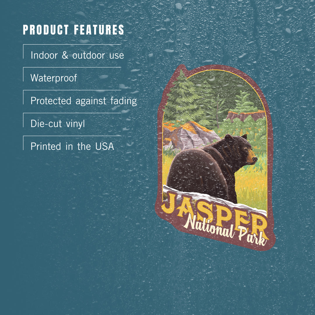 Jasper National Park, Canada, Black Bear in Forest, Contour, Vinyl Sticker