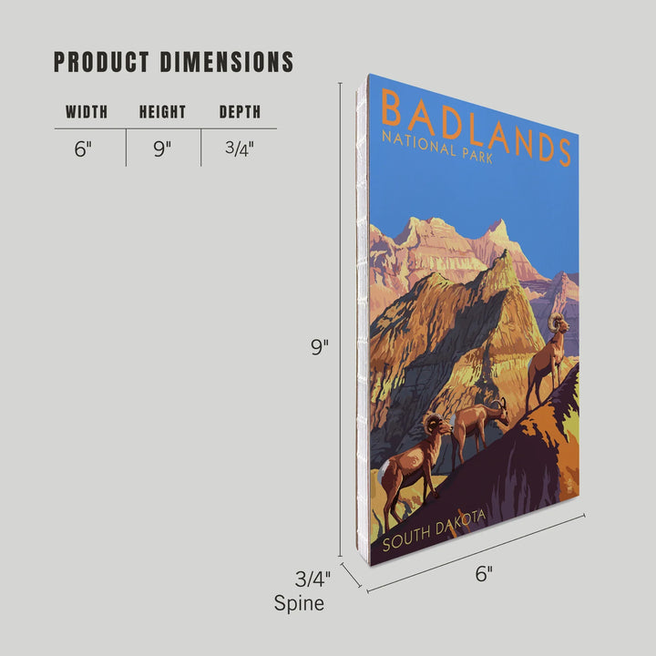 Lined 6x9 Journal, Badlands National Park, South Dakota, Bighorn Sheep, Lay Flat, 193 Pages, FSC paper
