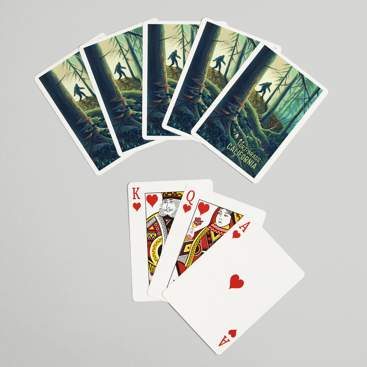 Playing Cards, Fort Bragg, California, Wanderer, Bigfoot in Forest, 52 Card Deck with Jokers in Box, Unique Art