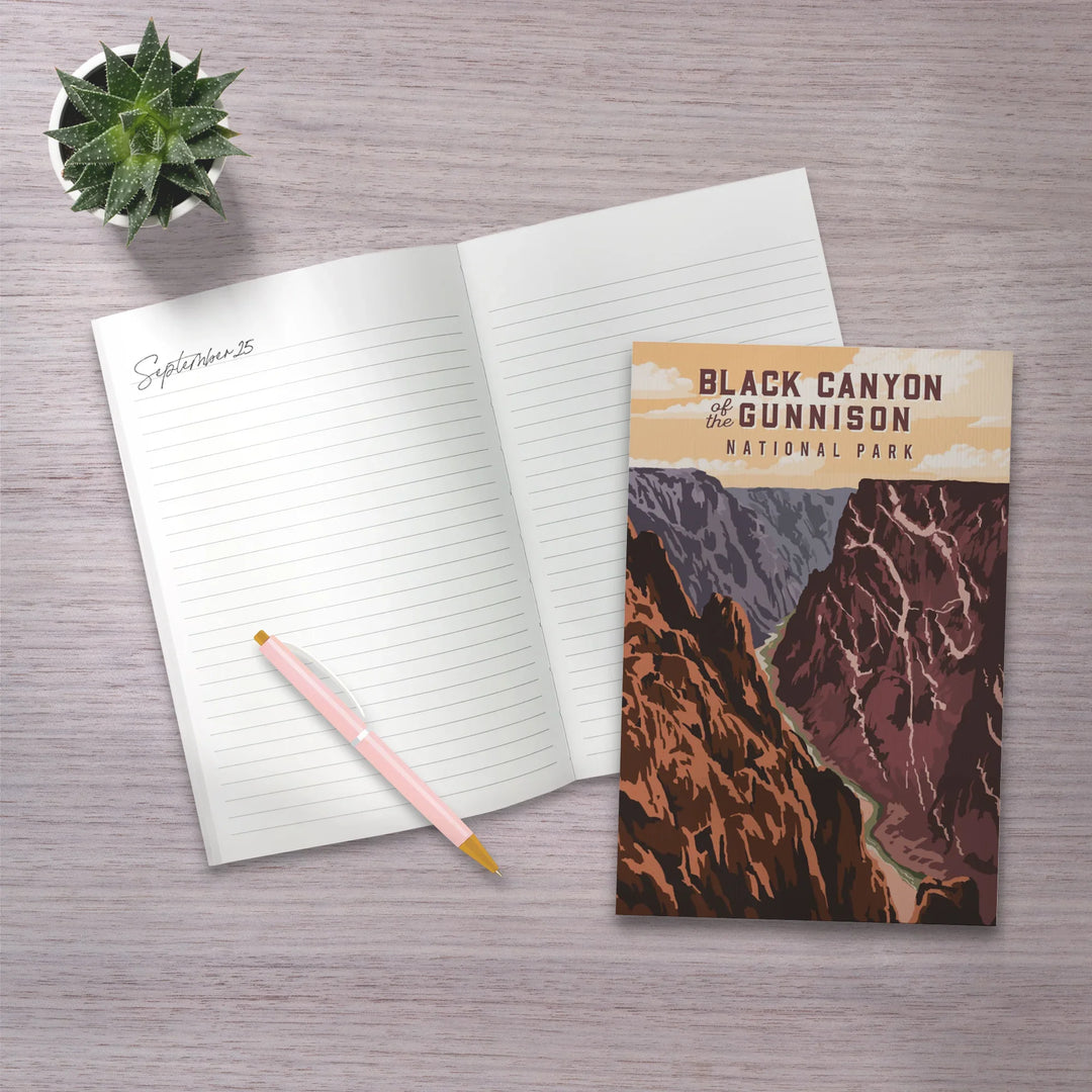 Lined 6x9 Journal, Black Canyon of the Gunnison National Park, Colorado, Painterly National Park Series, Lay Flat, 193 Pages, FSC paper