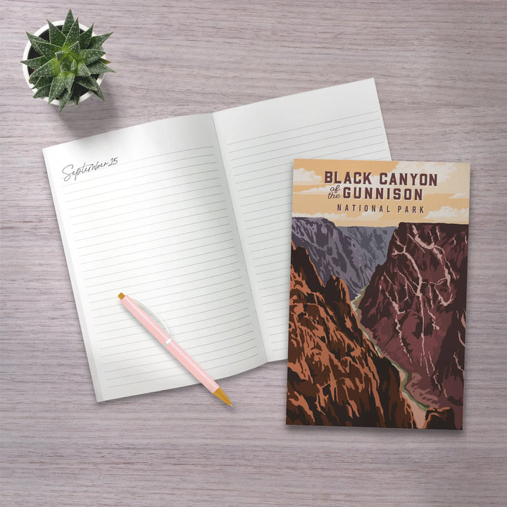 Lined 6x9 Journal, Black Canyon of the Gunnison National Park, Colorado, Painterly National Park Series, Lay Flat, 193 Pages, FSC paper