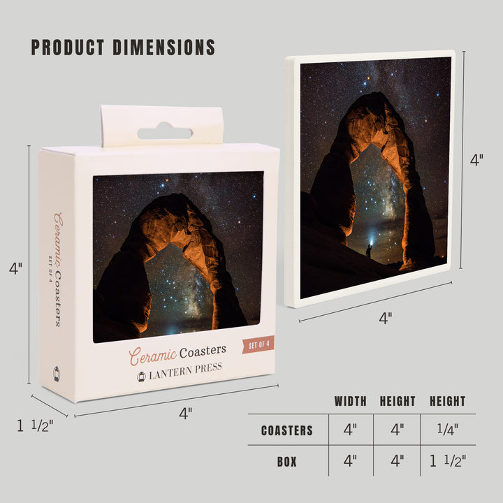 Arches National Park, Utah, Delicate Arch and Milky Way, Coasters