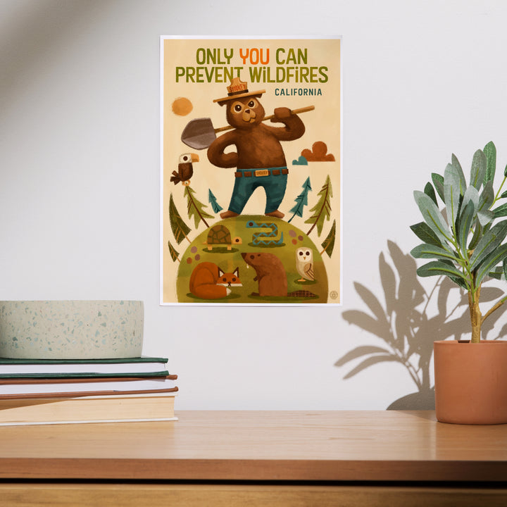 California, Smokey Bear with Shovel, Only You can prevent Wildfires, Art & Giclee Prints