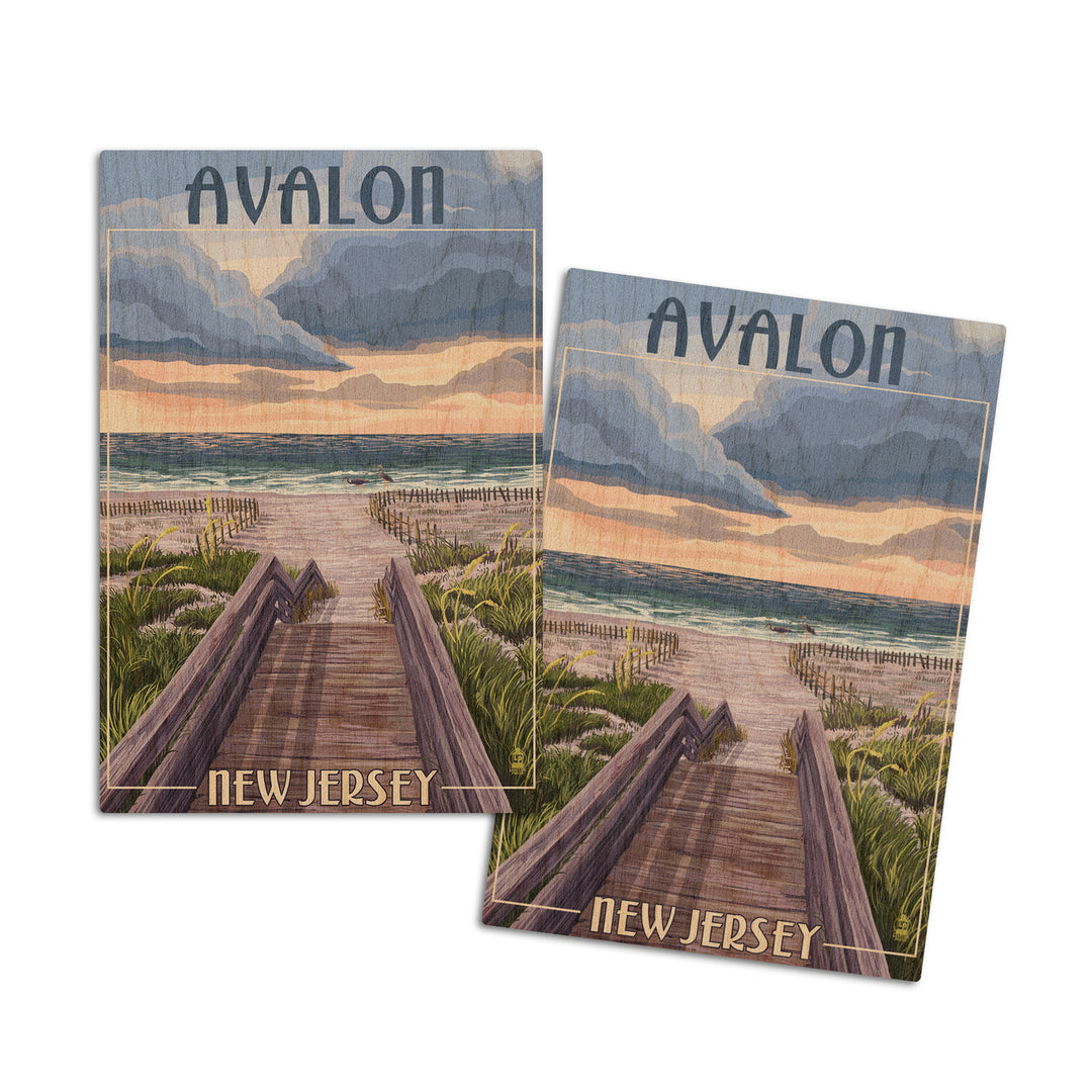 Avalon, New Jersey, Beach Boardwalk Scene, Lantern Press Artwork, Wood Signs and Postcards