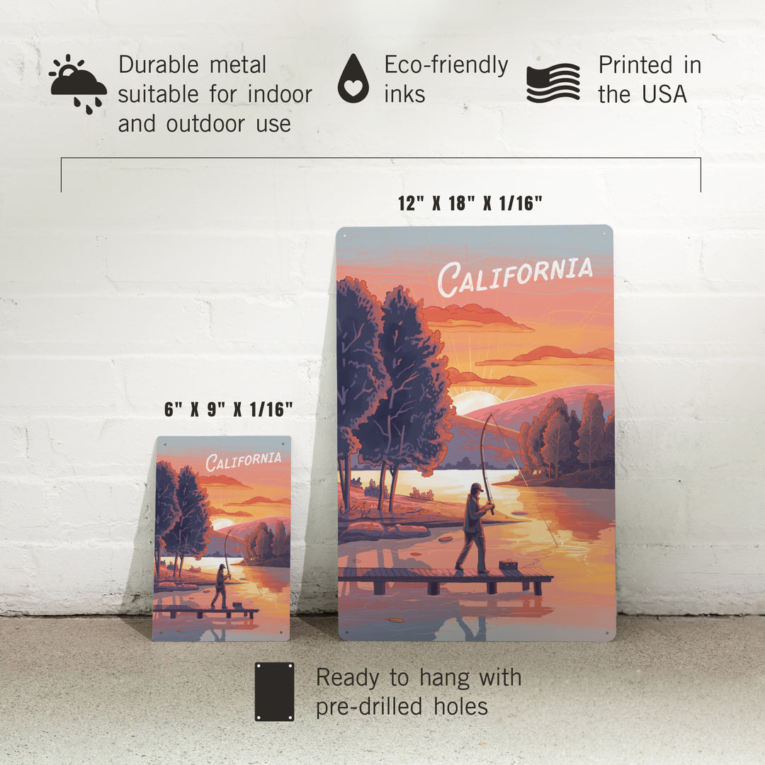 California, This is Living, Fishing, Metal Signs - Lantern Press