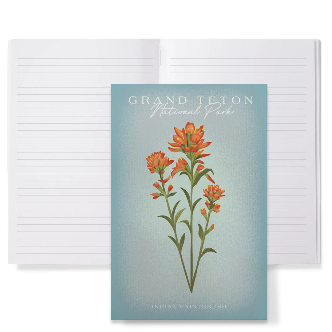 Lined 6x9 Journal, Grand Teton National Park, Wyoming, Indian Paintbrush, Lay Flat, 193 Pages, FSC paper