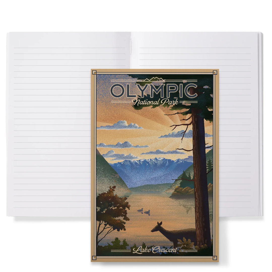 Lined 6x9 Journal, Olympic National Park, Washington, Lithograph, Lay Flat, 193 Pages, FSC paper
