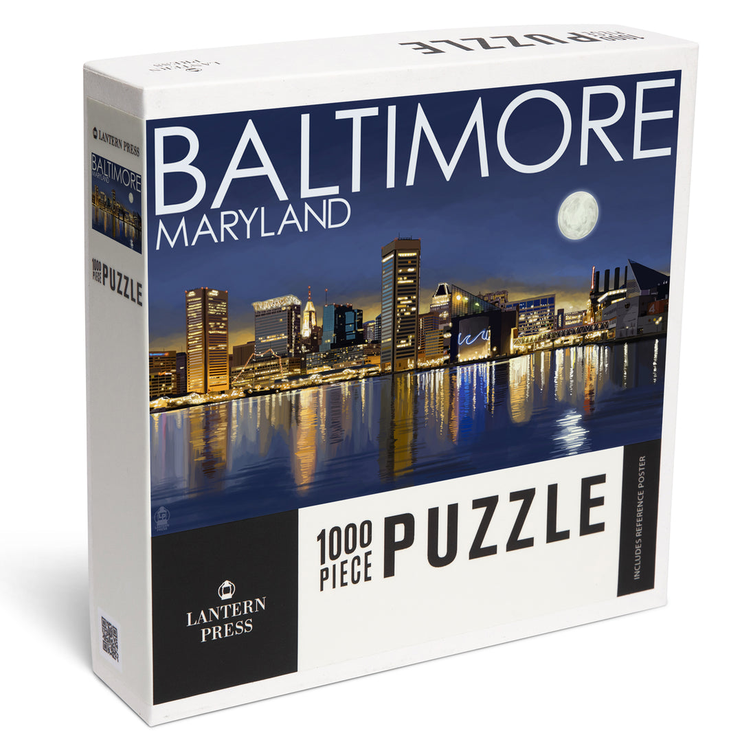Baltimore, Maryland, Skyline at Night, Jigsaw Puzzle