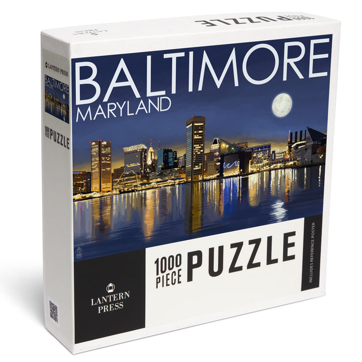 Baltimore, Maryland, Skyline at Night, Jigsaw Puzzle