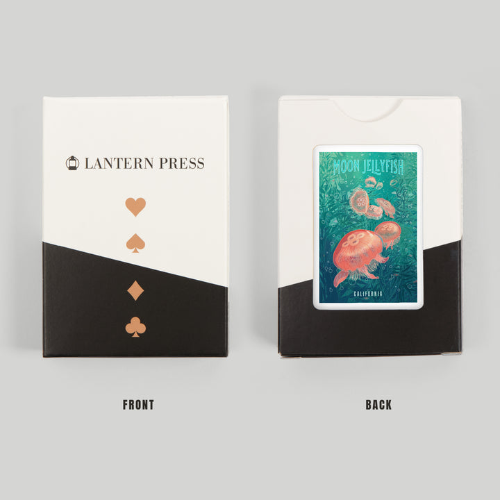 Playing Cards, California, Fluid Linework, Moon Jelly fish, 52 Card Deck with Jokers in Box, Unique Art