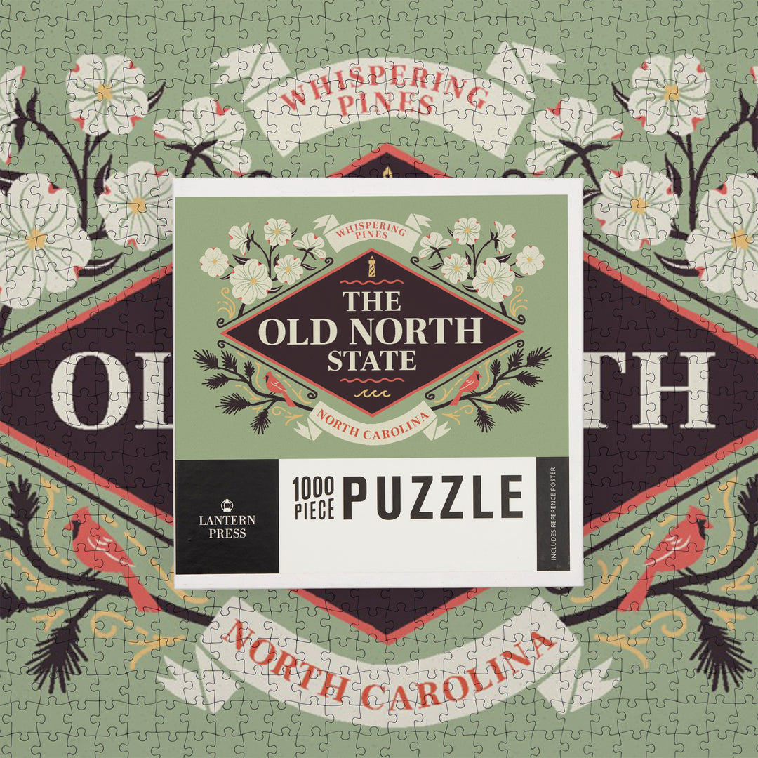 Whispering Pines, North Carolina, State Motto Crest, State Series, Jigsaw Puzzle