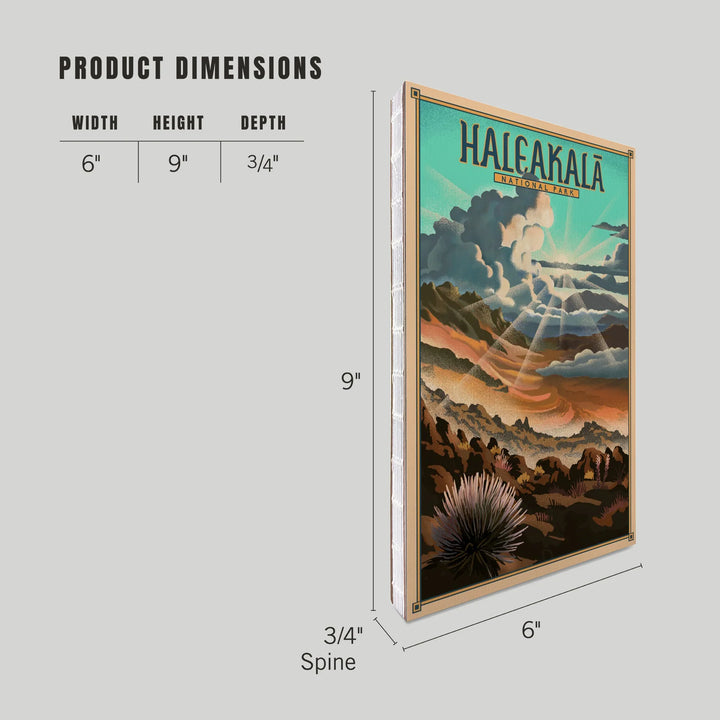 Lined 6x9 Journal, Haleakalā National Park, Lithograph National Park Series, Lay Flat, 193 Pages, FSC paper