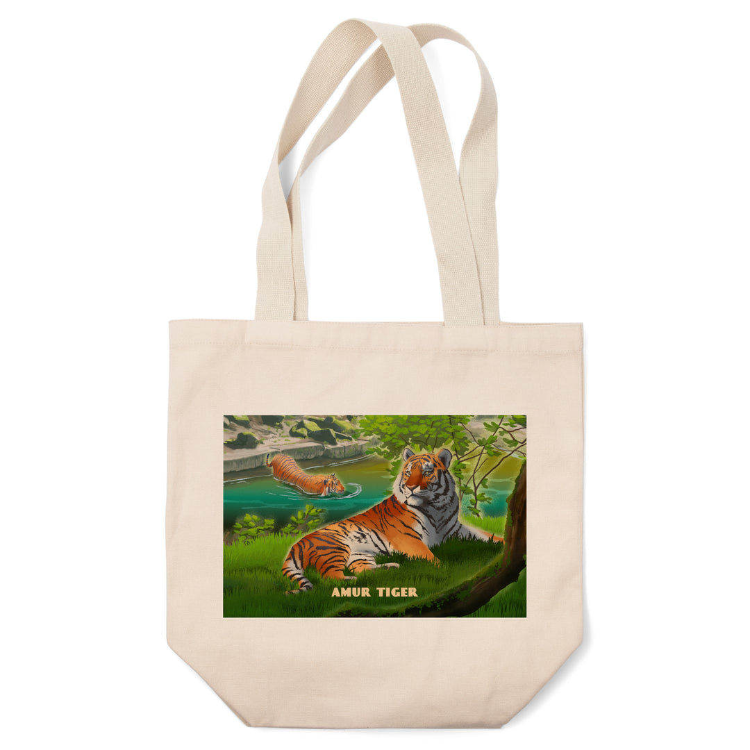 Lithograph Wildlife Amur (Siberian) Tiger, Tote Bag