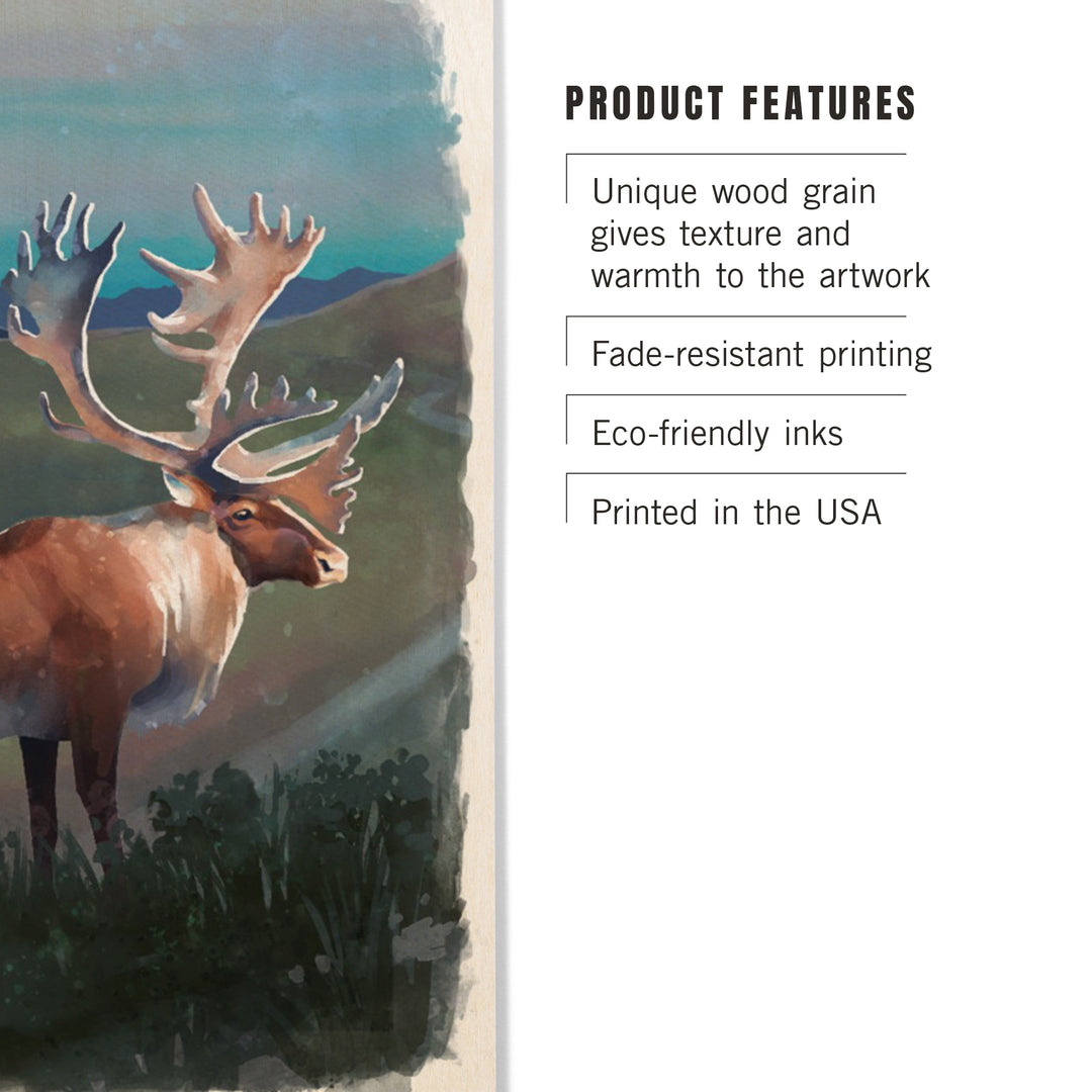 Watercolor Study, Caribou, Wood Signs and Postcards