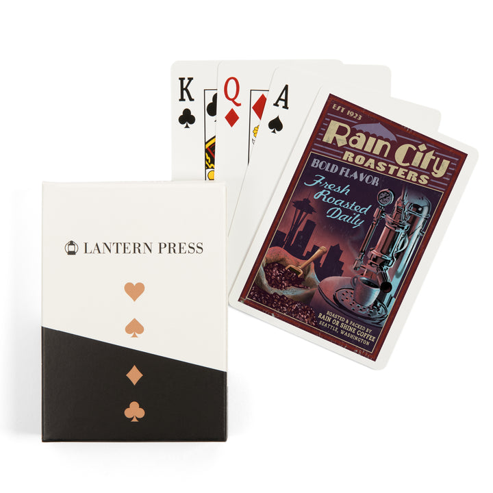 Playing Cards, Seattle, Washington, Coffee Roasters Vintage Sign, 52 Card Deck with Jokers in Box, Unique Art