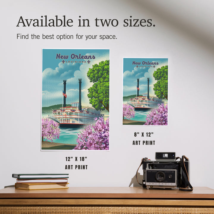 New Orleans, Louisiana, Litho Paddle Wheel, Art & Giclee Prints