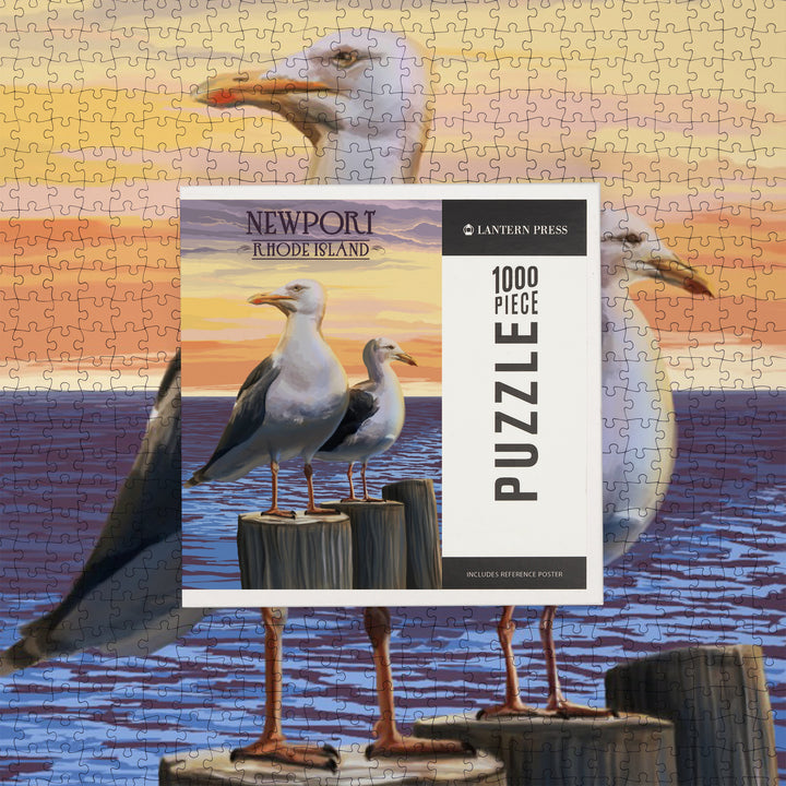 Newport, Rhode Island, Seagulls on Piers, Jigsaw Puzzle