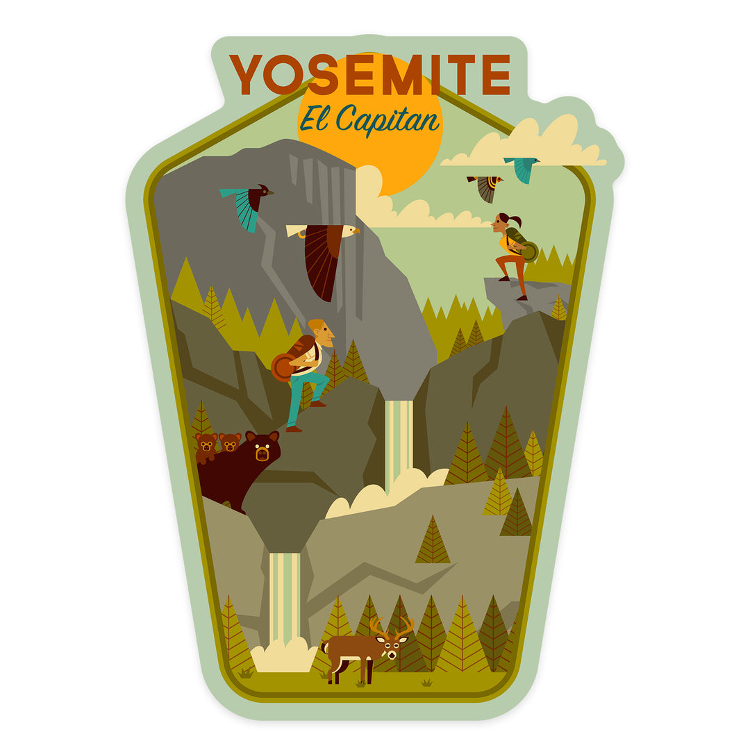 Yosemite National Park, California, El Capitan, Geometric National Park Series, Contour, Vinyl Sticker