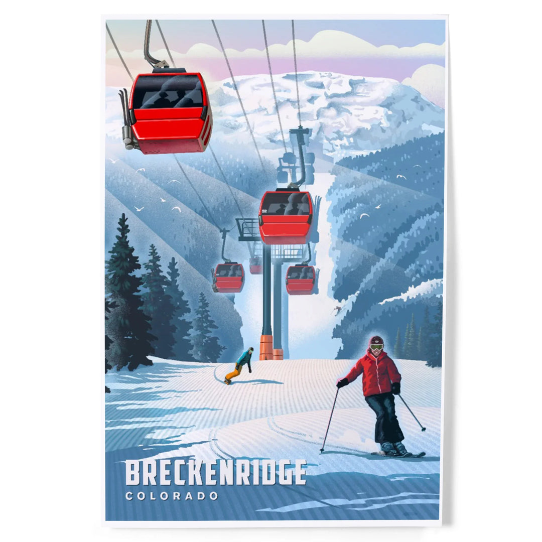 Breckenridge, Colorado, Lithograph, Gondolas, Art & Giclee Prints