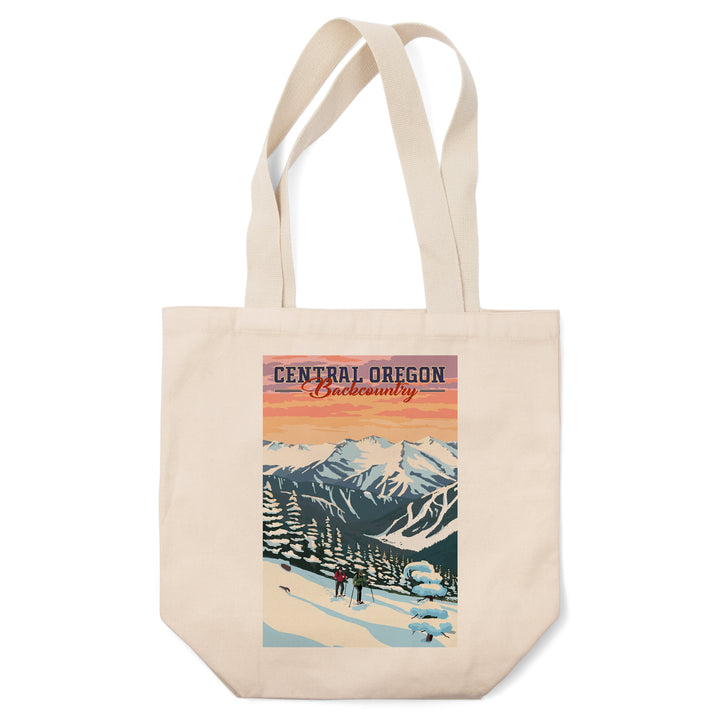 Central Oregon Backcountry, Winter Snowshoers, Lantern Press Artwork, Tote Bag