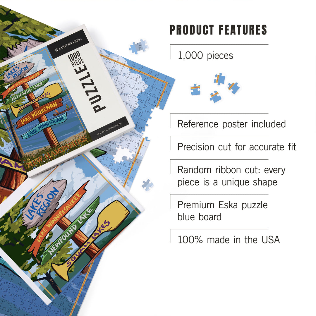 Lakes Region, New Hampshire, Destinations Sign, Jigsaw Puzzle