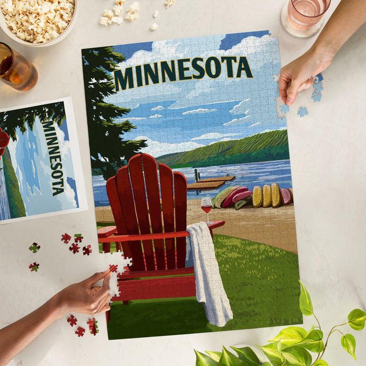 Roseville, Minnesota, Painterly, Lake Shore, Jigsaw Puzzle