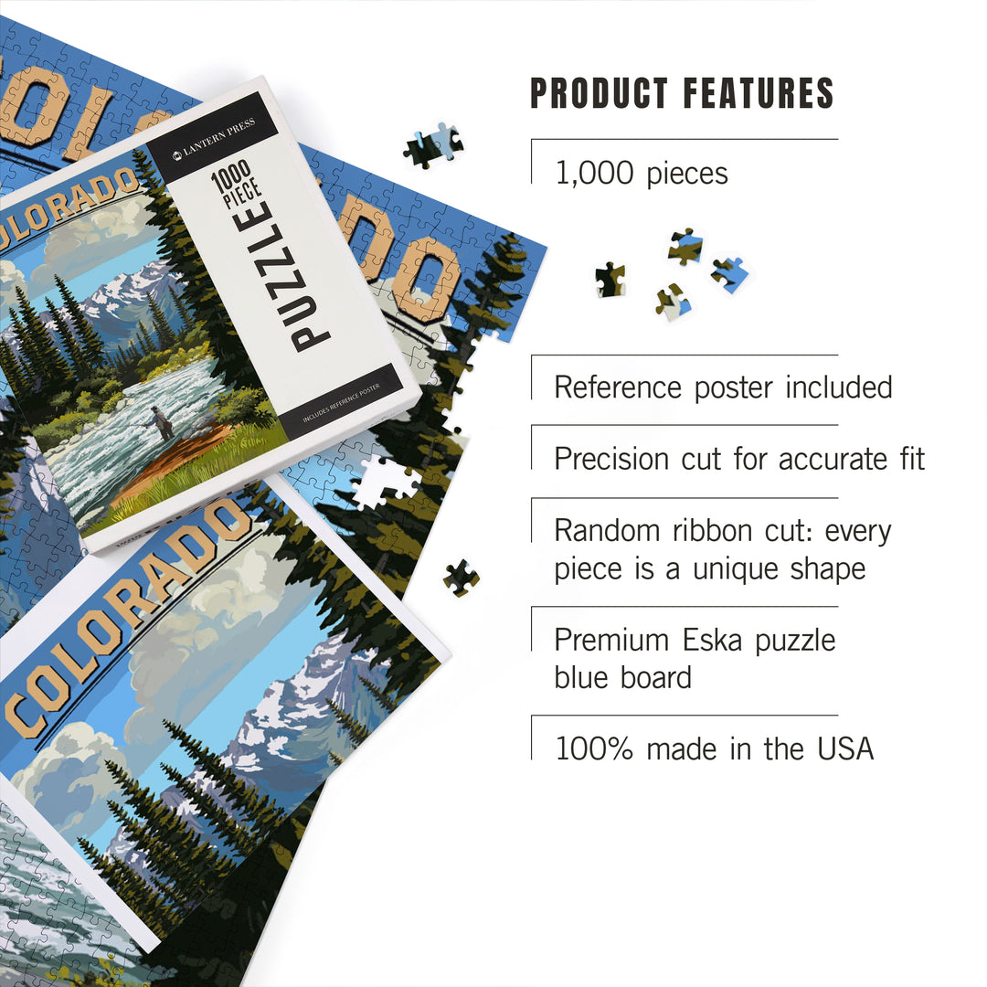 Colorado, Angler and River Rapids, 1000 Piece Jigsaw Puzzle