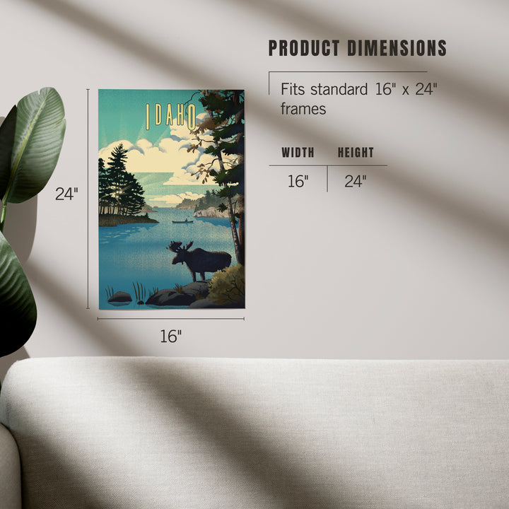 Idaho, Moose and Lake, Lithograph, Art & Giclee Prints