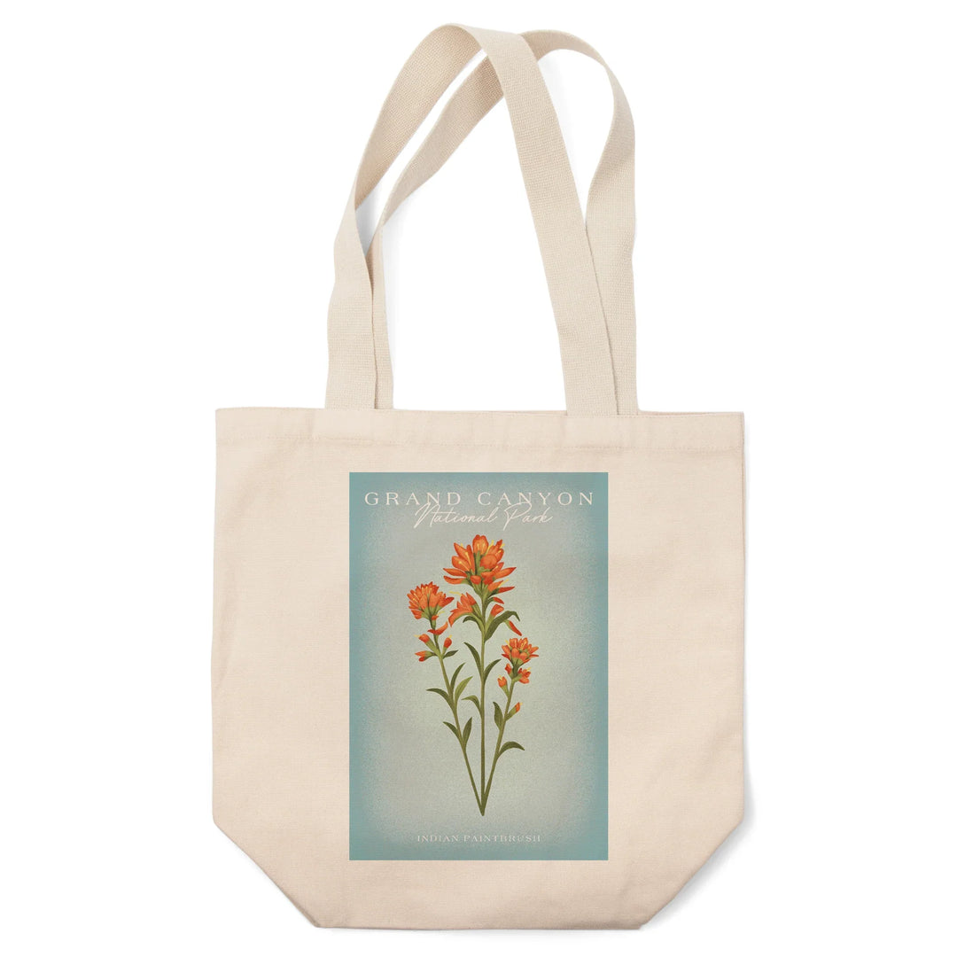 Grand Canyon National Park, Arizona, Vintage Flora, Indian Paintbrush, Tote Bag
