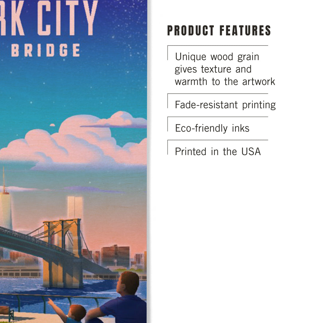 New York City, New York, Lithograph, Brooklyn, Wood Sign and Postcards