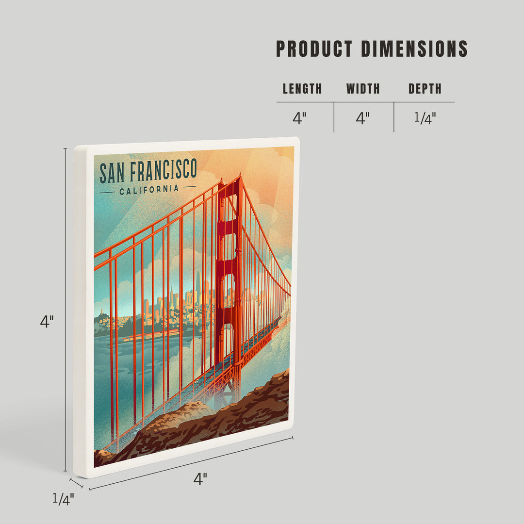 San Francisco, California, Lithograph, City Series, Coasters