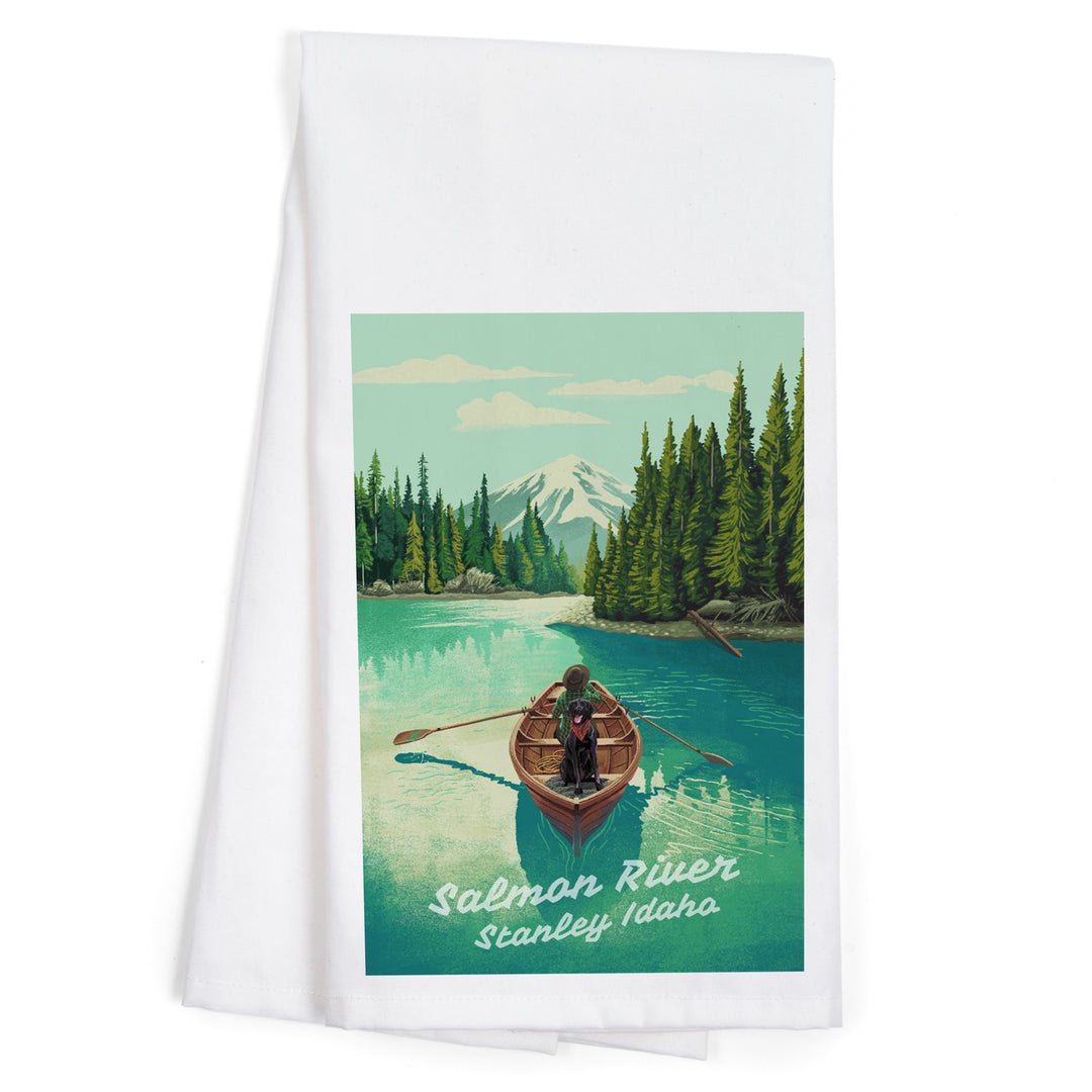 Stanley, Idaho, Salmon River, Quiet Explorer, Boating, Mountain, Organic Cotton Kitchen Tea Towels
