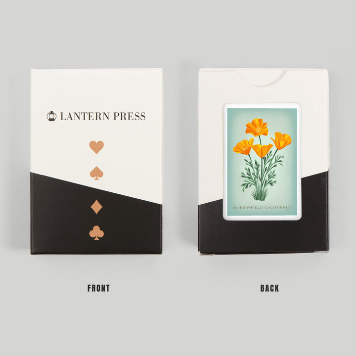 Playing Cards, Bakersfield, California, Vintage Flora, State Series, California Poppy, 52 Card Deck with Jokers in Box, Unique Art