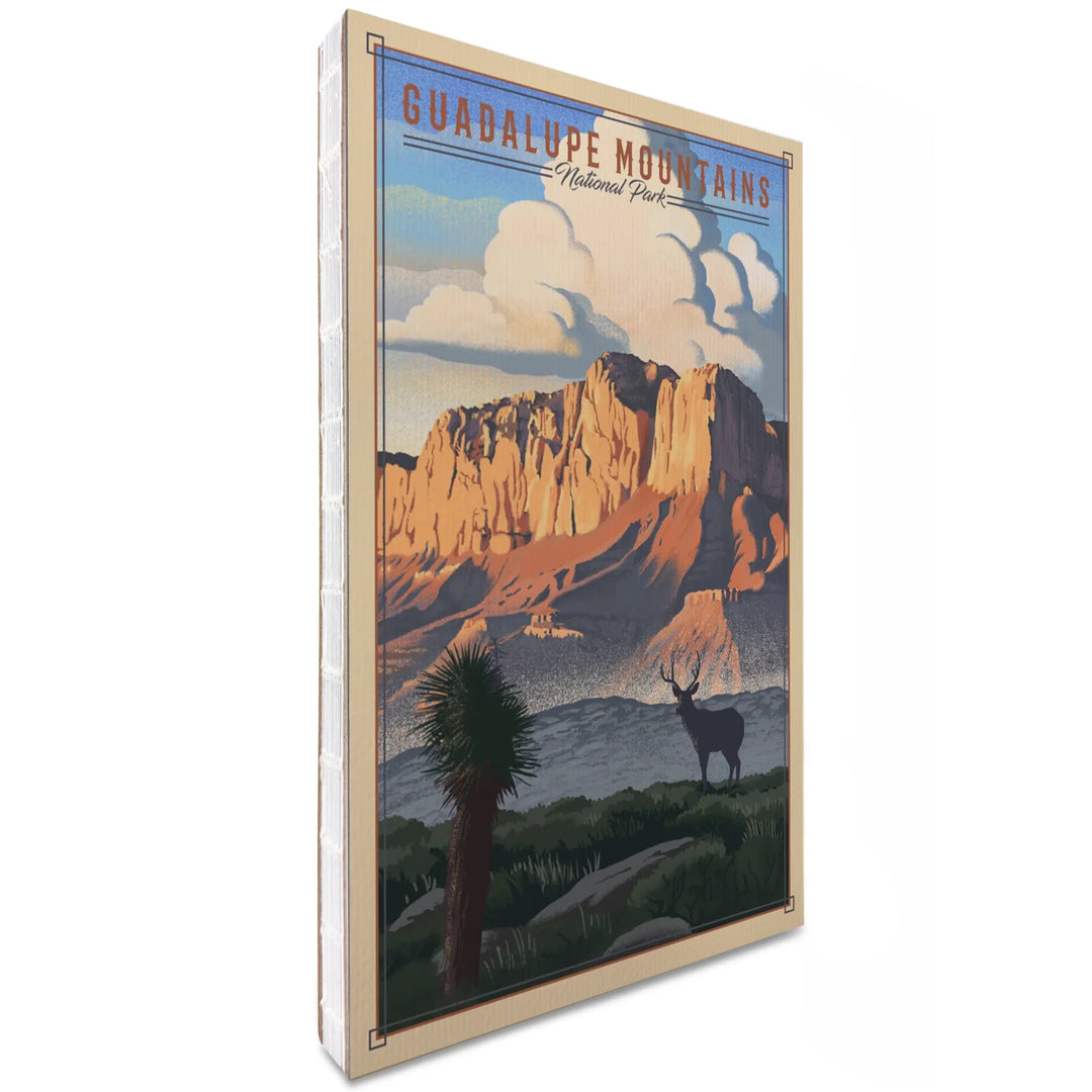 Lined 6x9 Journal, Guadalupe Mountains National Park, Texas, Lithograph National Park Series, Lay Flat, 193 Pages, FSC paper