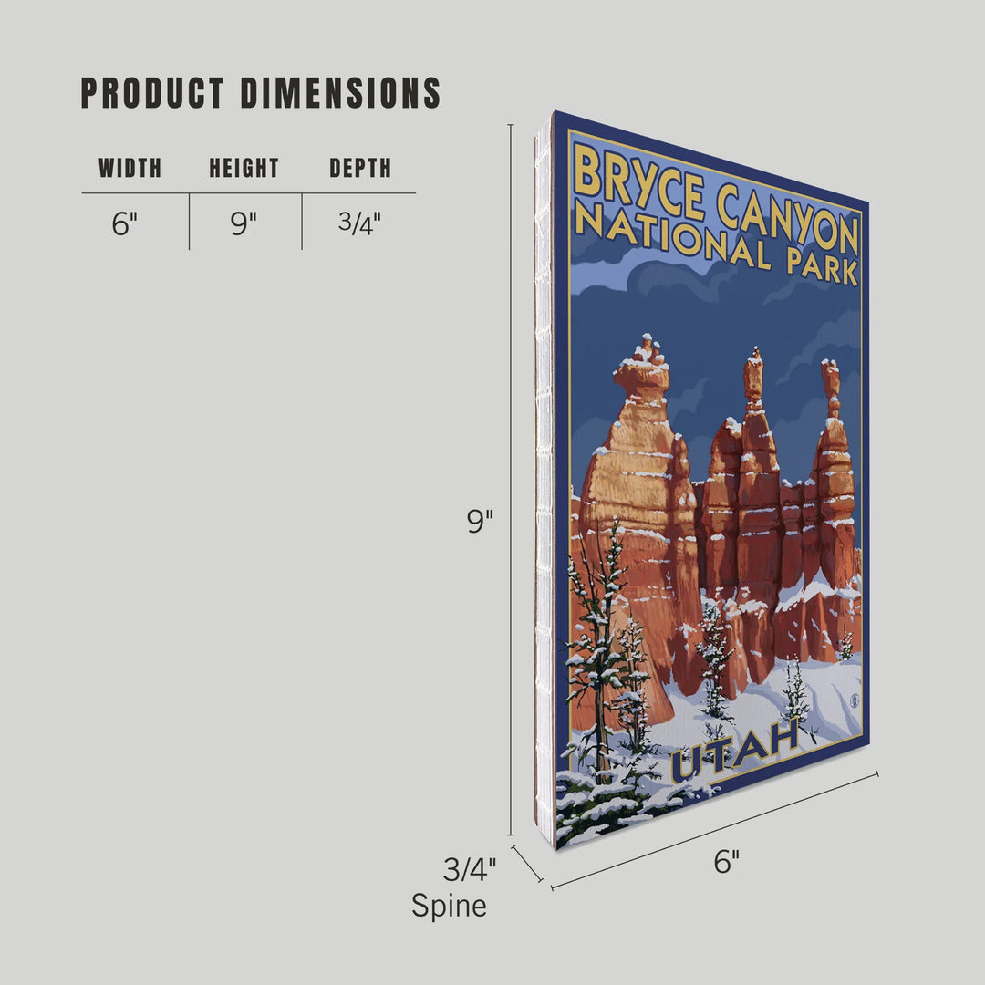 Lined 6x9 Journal, Bryce Canyon National Park, Utah, Winter Scene #2, Painterly Series, Lay Flat, 193 Pages, FSC paper