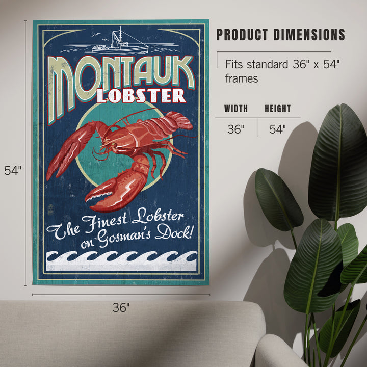 Montauk, New York, Lobster Vintage Sign, Art & Giclee Prints