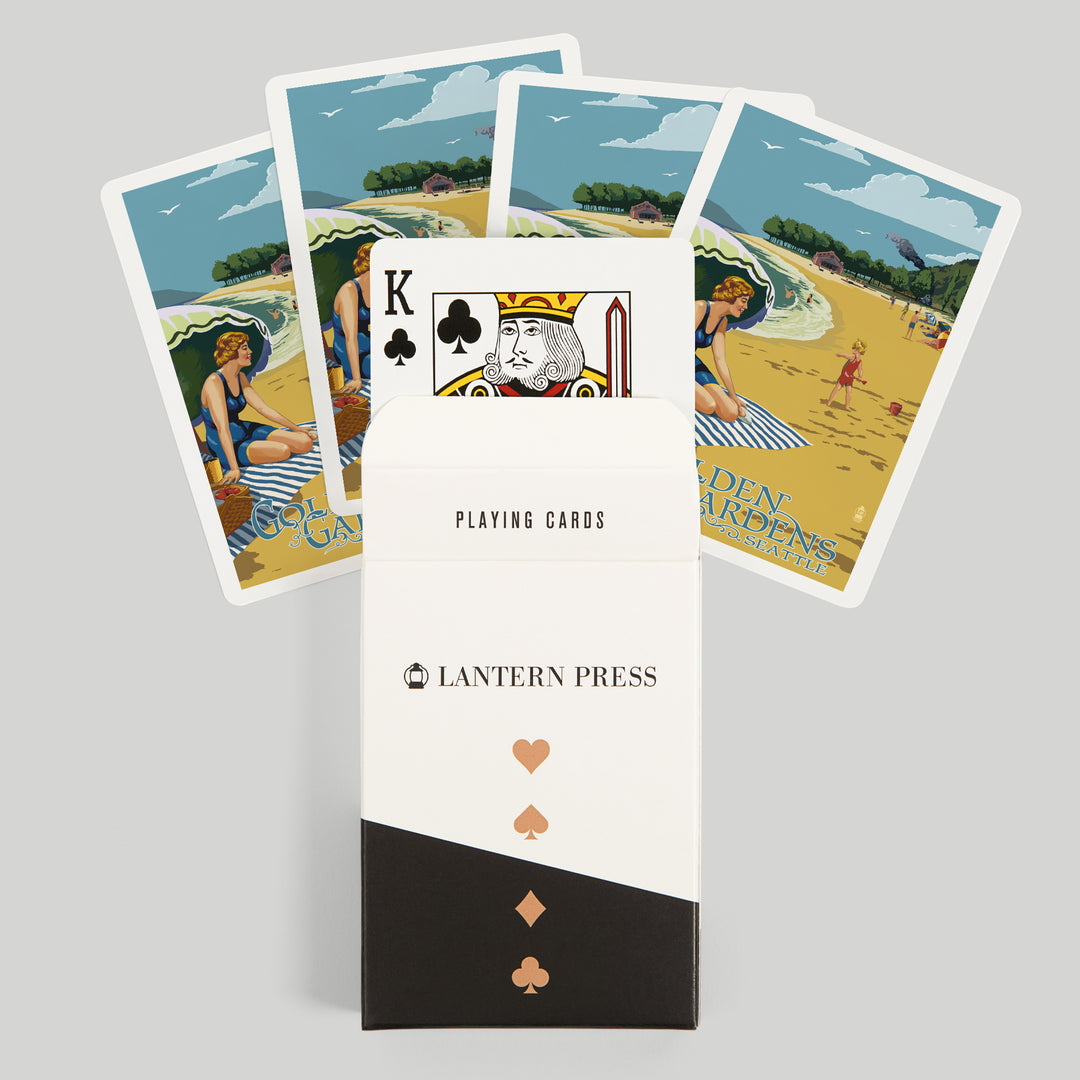 Playing Cards, Ballard, Seattle, Washington, Golden Gardens Beach Scene, 52 Card Deck with Jokers in Box, Unique Art