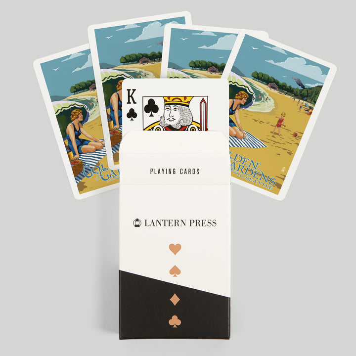 Playing Cards, Ballard, Seattle, Washington, Golden Gardens Beach Scene, 52 Card Deck with Jokers in Box, Unique Art