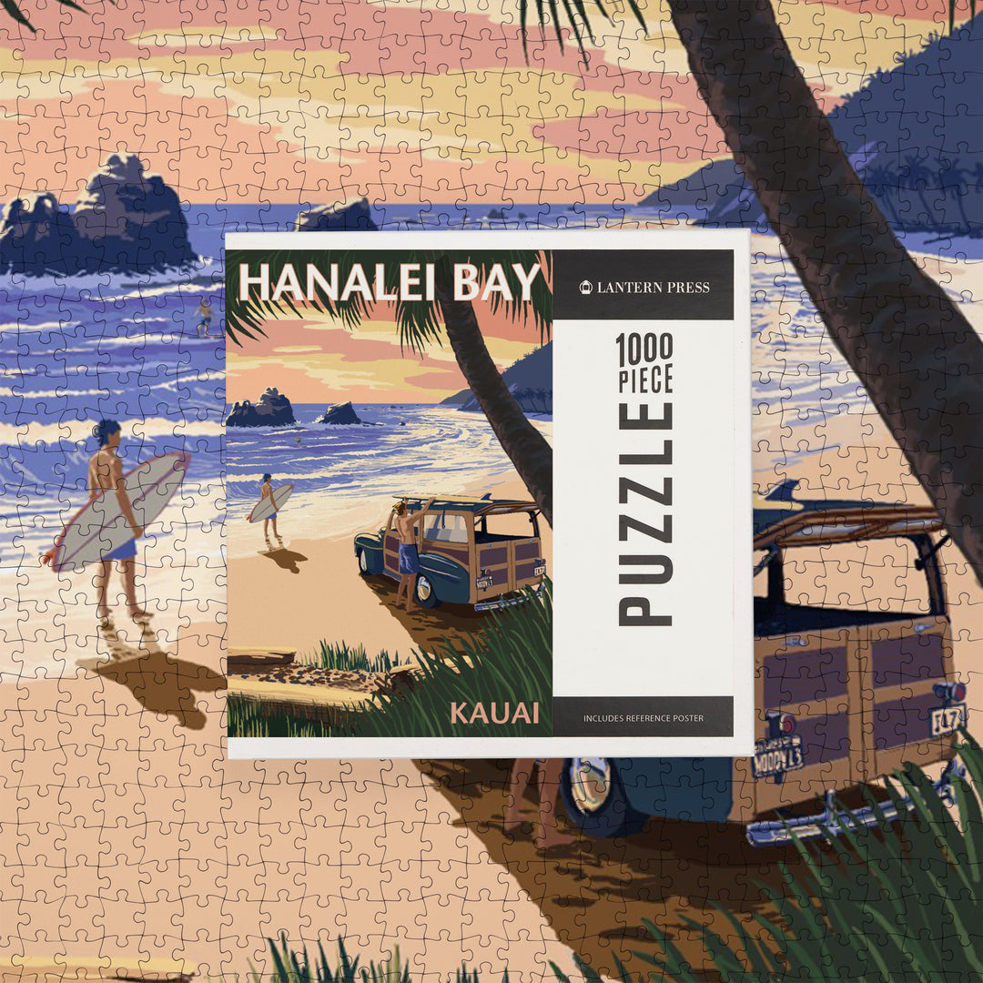 Hanalei Bay, Kauai, Hawaii, Woody on Beach, Jigsaw Puzzle