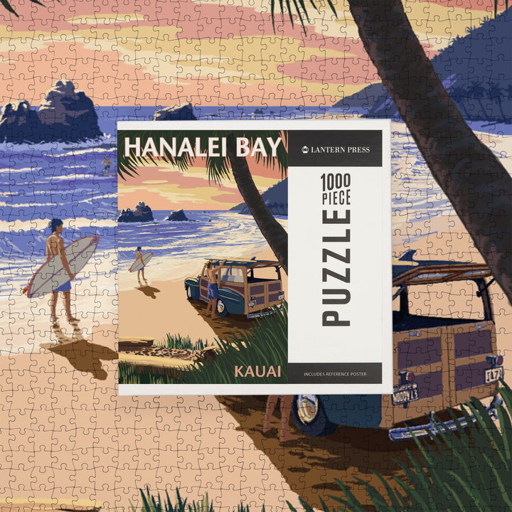 Hanalei Bay, Kauai, Hawaii, Woody on Beach, Jigsaw Puzzle