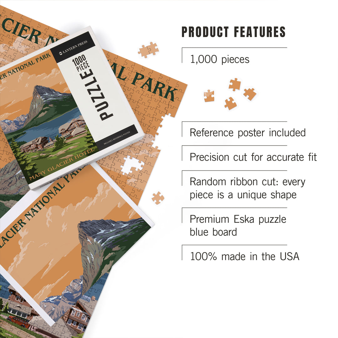 Glacier National Park, Montana, Many Glacier Hotel, Jigsaw Puzzle