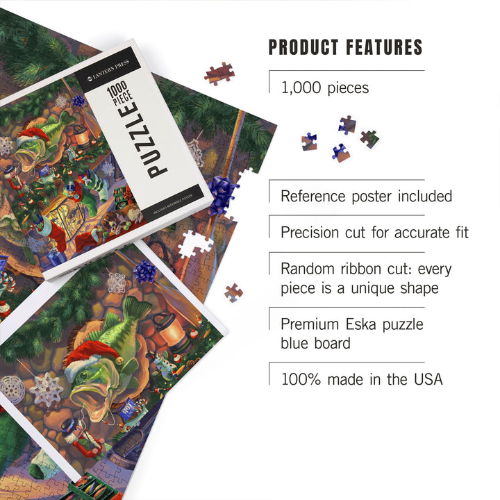 Hooked on Holidays, Oil Painting, Christmas Bass, Image Only, Jigsaw Puzzle