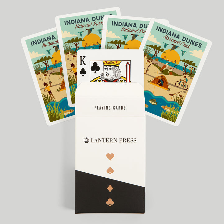 Playing Cards, Indiana Dunes National Park, Indiana, Geometric National Park Series, 52 Card Deck with Jokers in Box, Unique Art